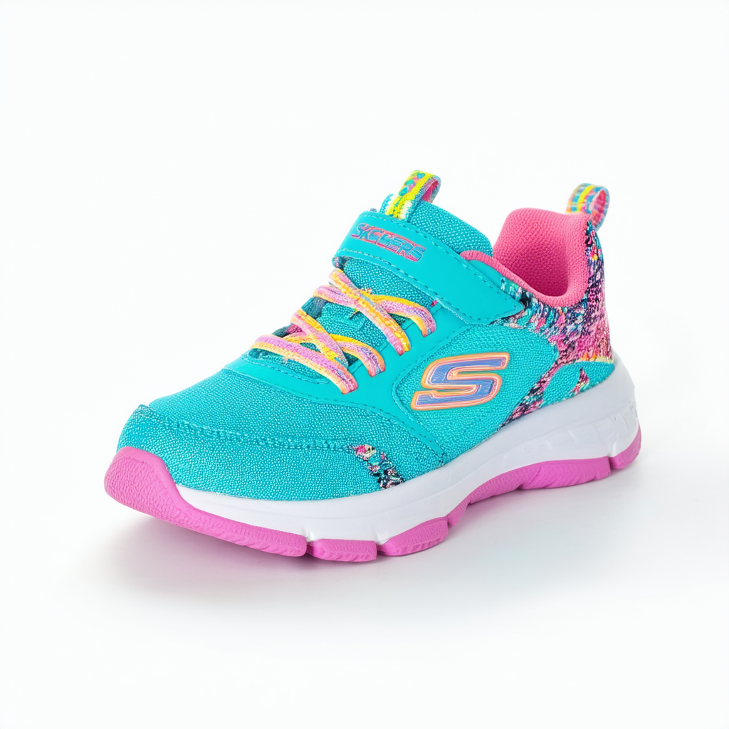 Skechers Kids Girls' Marley JR Sneaker, Turquoise/Multi, 11 Medium US Little Kid
