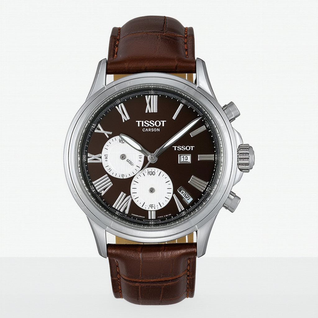 Tissot mens Carson Stainless Steel Dress Watch Brown T1224171601100