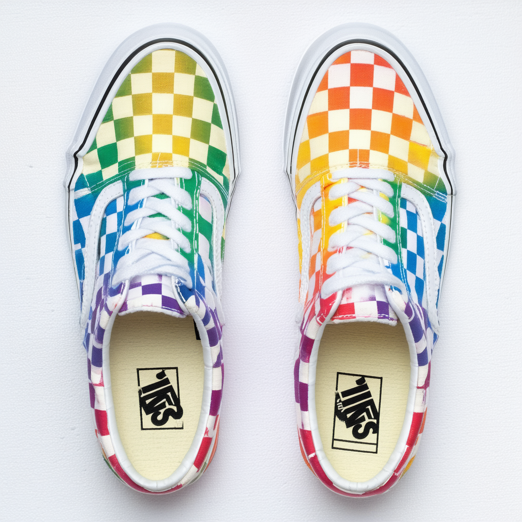 Vans Old Skool (Checker) Rainbow/White Youth