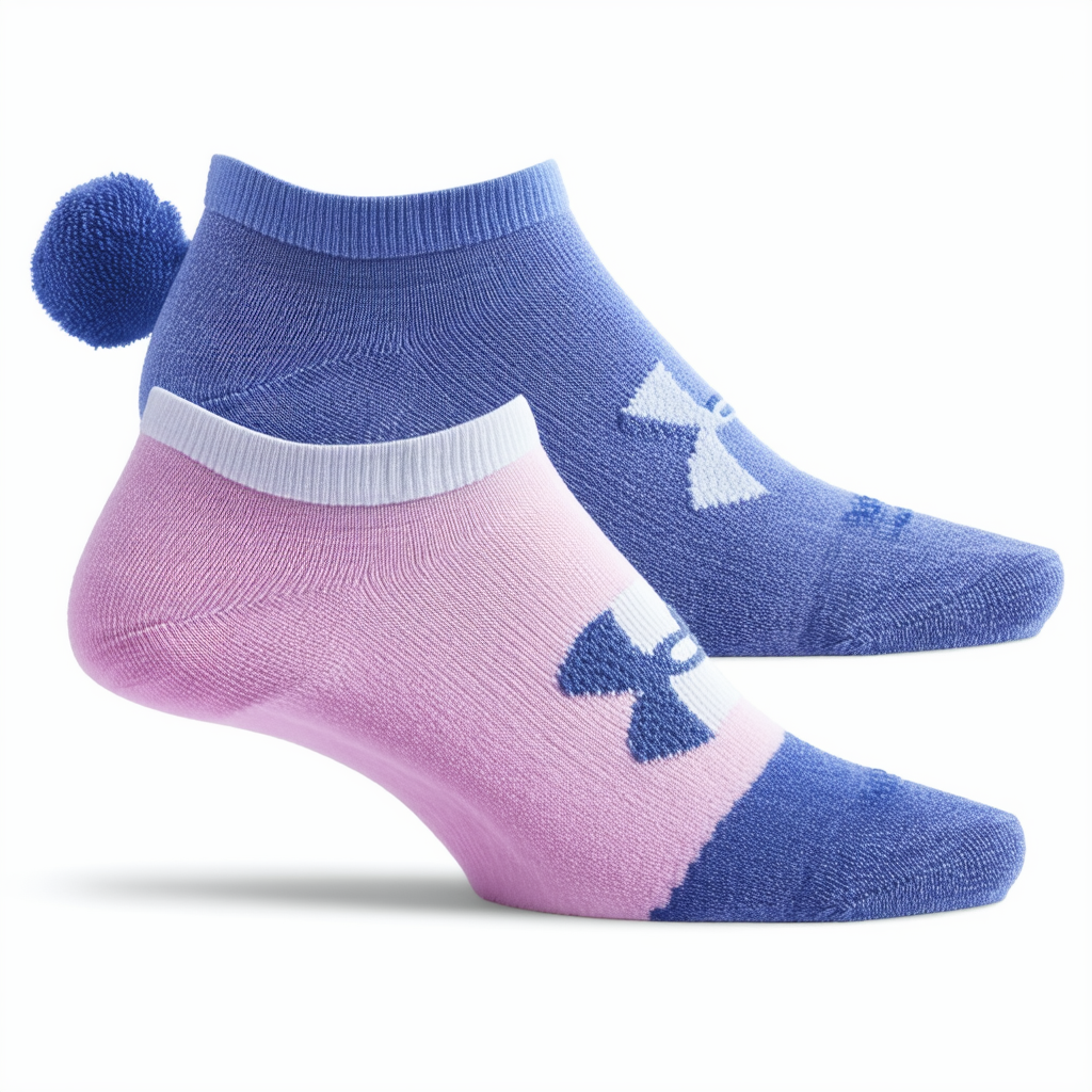 Under Armour Girl`s No Show Socks With Pom Pom 2 Pack