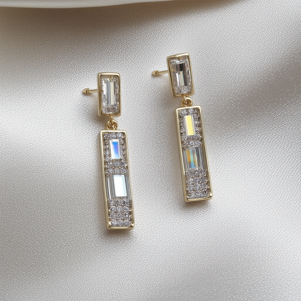 Anne Klein "High Shine" and Crystal Bar Drop Earrings