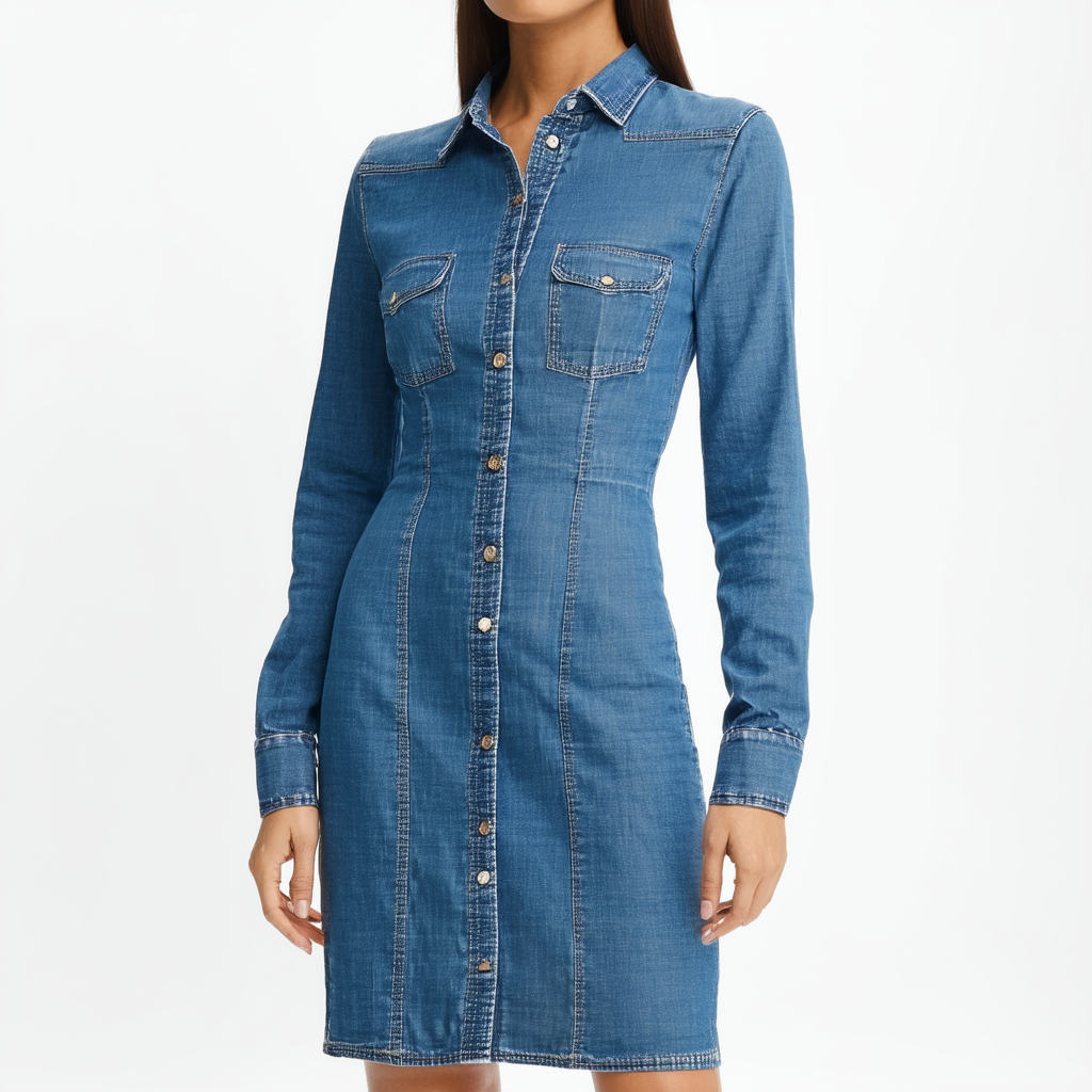 Calvin Klein Women's Long Sleeve Denim Dress