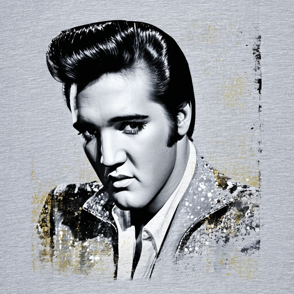 Elvis Presley Distressed King Unisex Adult Heather T Shirt for Men and Women