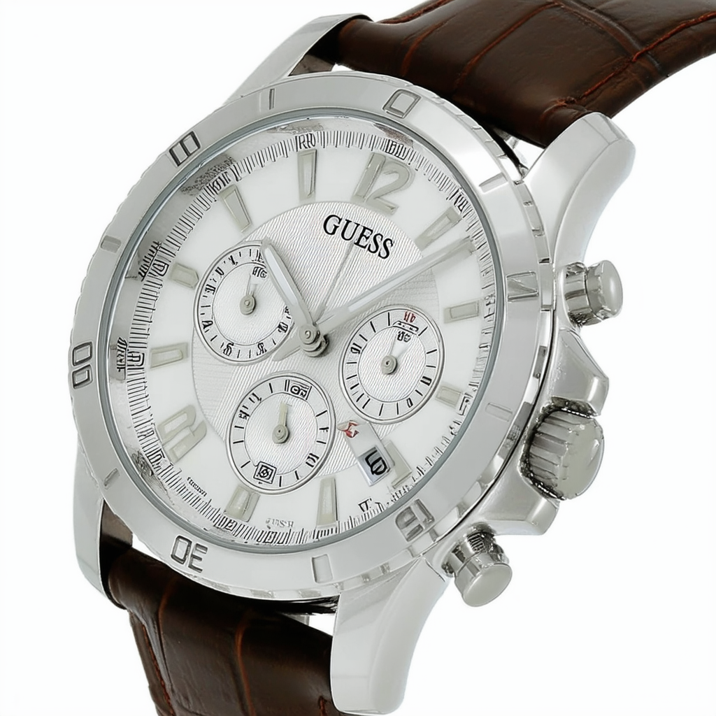 GUESS Men's Gc Classica Chrono Timepiece – Silver/Brown