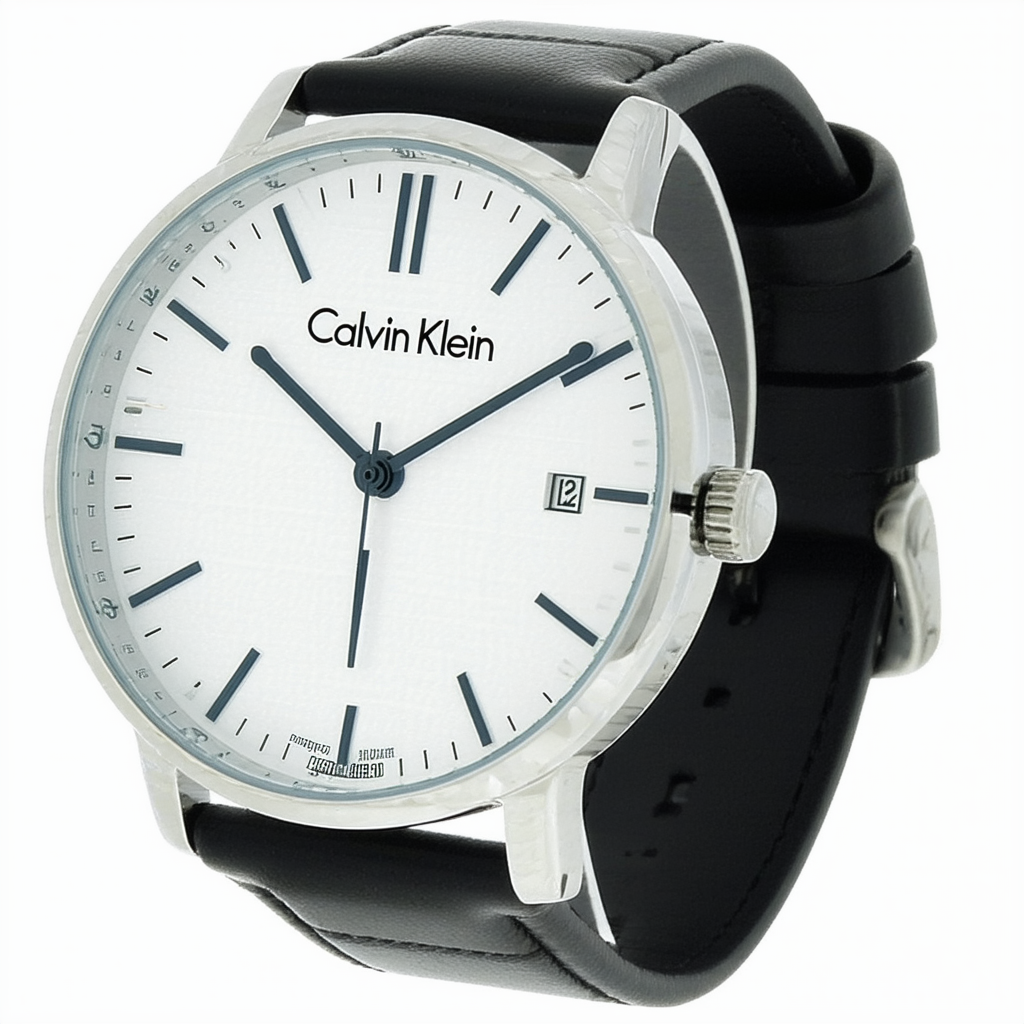 Calvin Klein City Men's Analogue Black Leather Strap with Grey Dial Watch (Model: K2G21107)