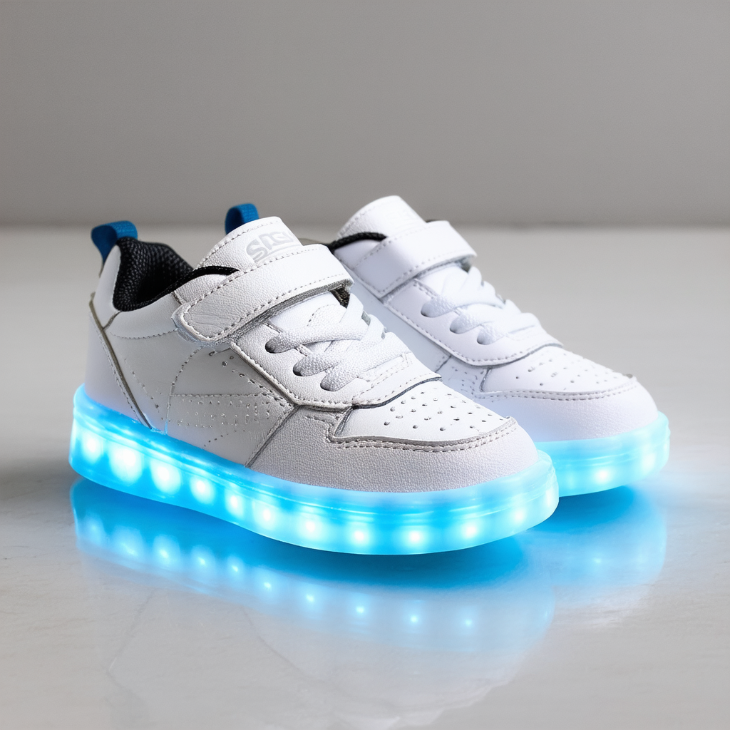 SG Footwear NASA Boys Sneakers Glow Court Casual Shoes, Size 10 to 2, White