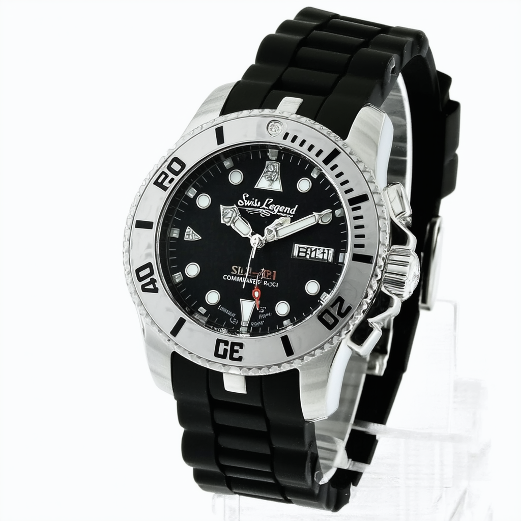 Swiss Legend Women's SL-10114-BB-01 Commander Black Polyurethane and Stainless Steel Watch