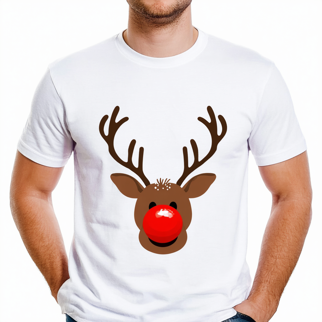 Threadrock Men's Red Nose Reindeer T-Shirt