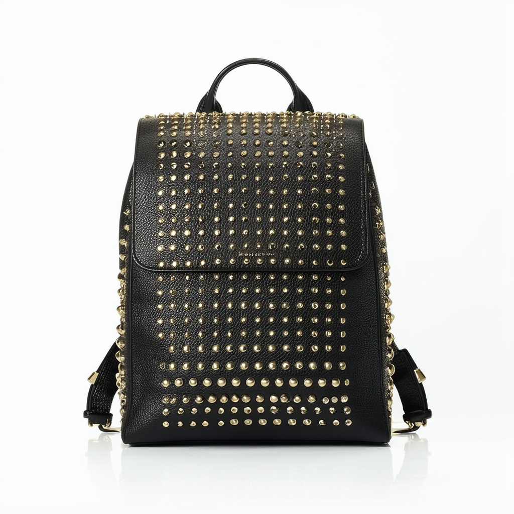 Michael Kors ABBEY Large Studded Leather Backpack, Black