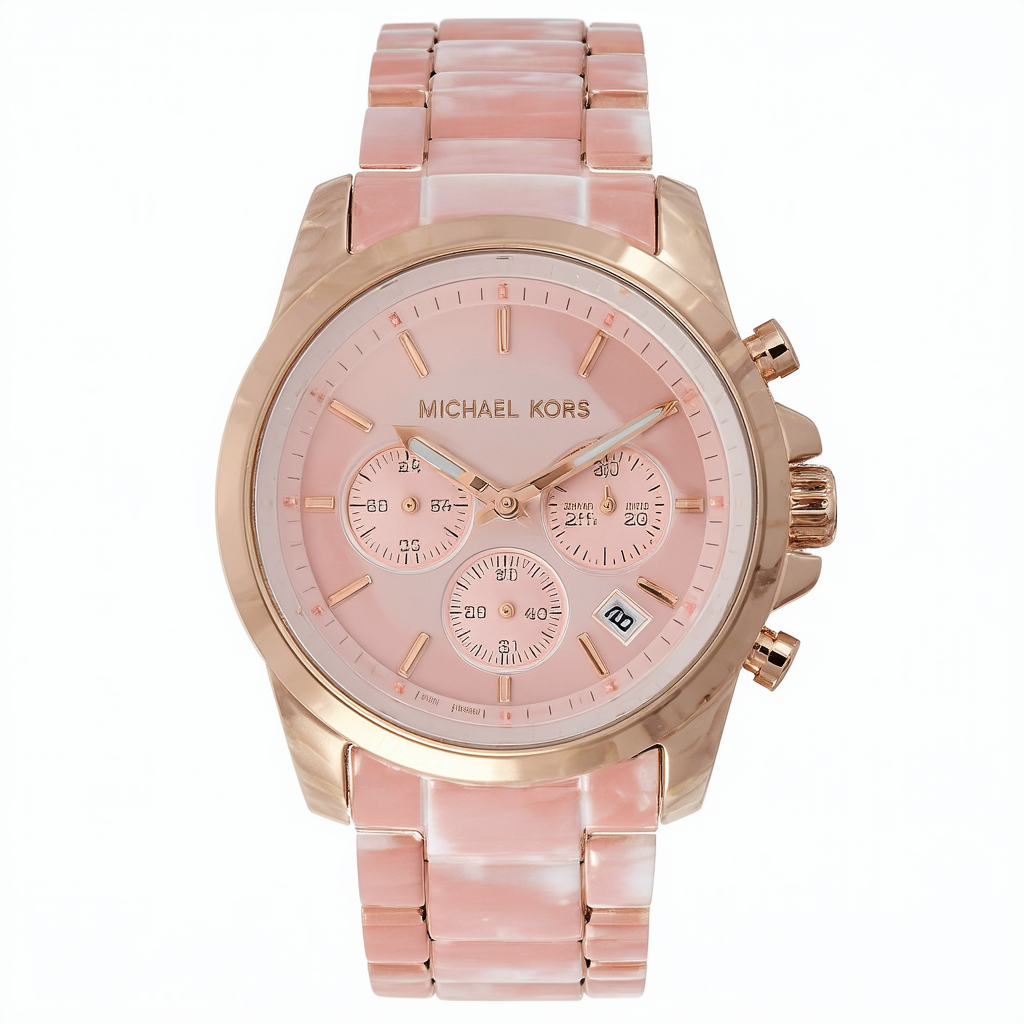Michael Kors Women's Runway Multifunction Pink-Tone Ceramic Watch MK6629