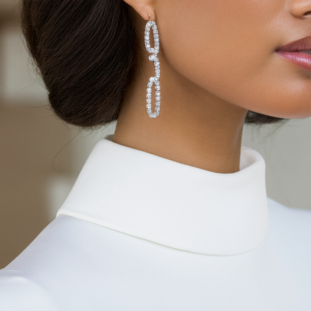 Nine West "Social Link" Crystal Accents Drop Earrings
