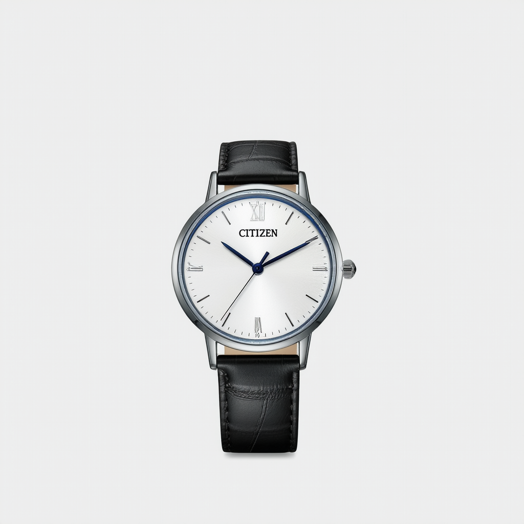 Citizen Women's Titanium Quartz Watch with Leather Strap, Black, 17 (Model: FE6150-18A)