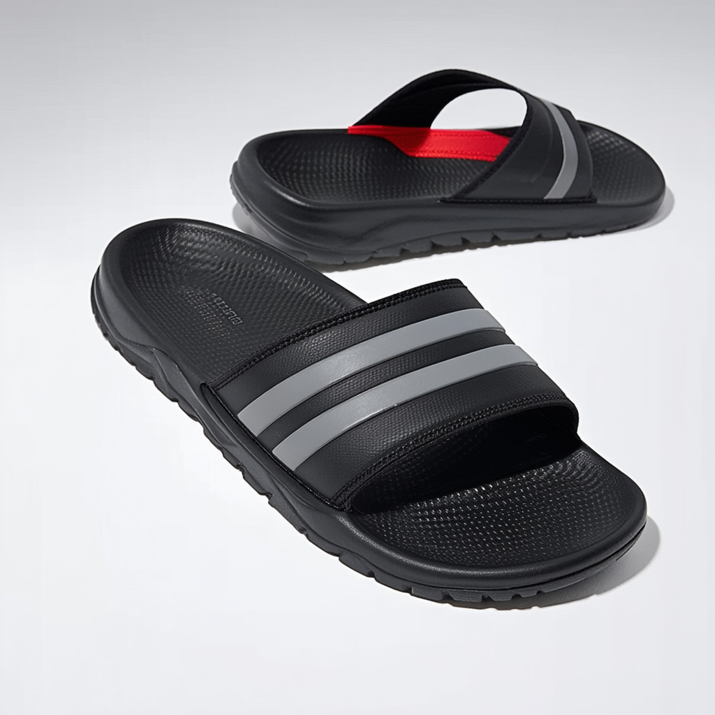 adidas New Men's Duramo Slide Xtra Sandals Black/Hi-Res Red 12