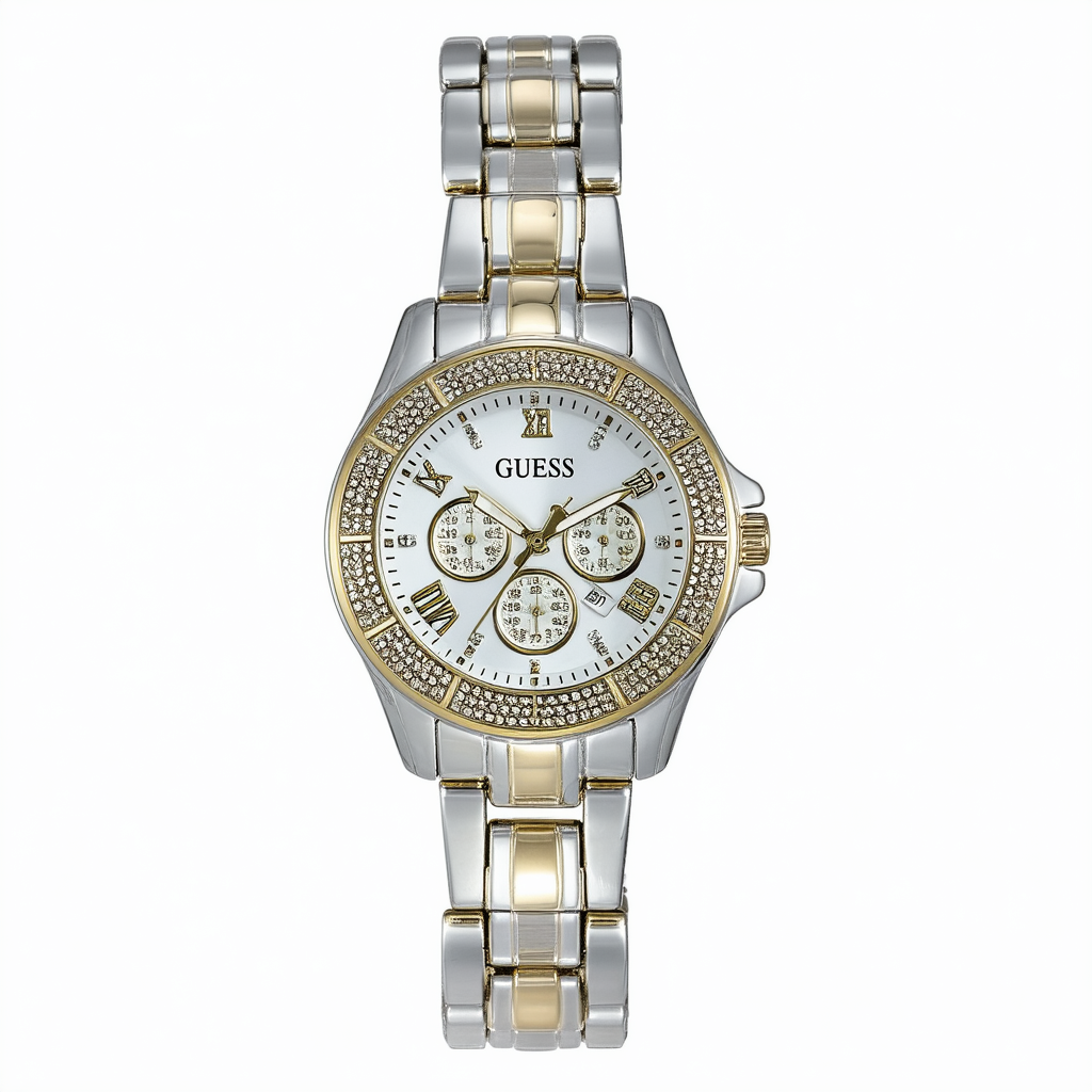 GUESS Women's U0111L5 "Sparkling Hi-Energy" Silver- And Gold-Tone Watch