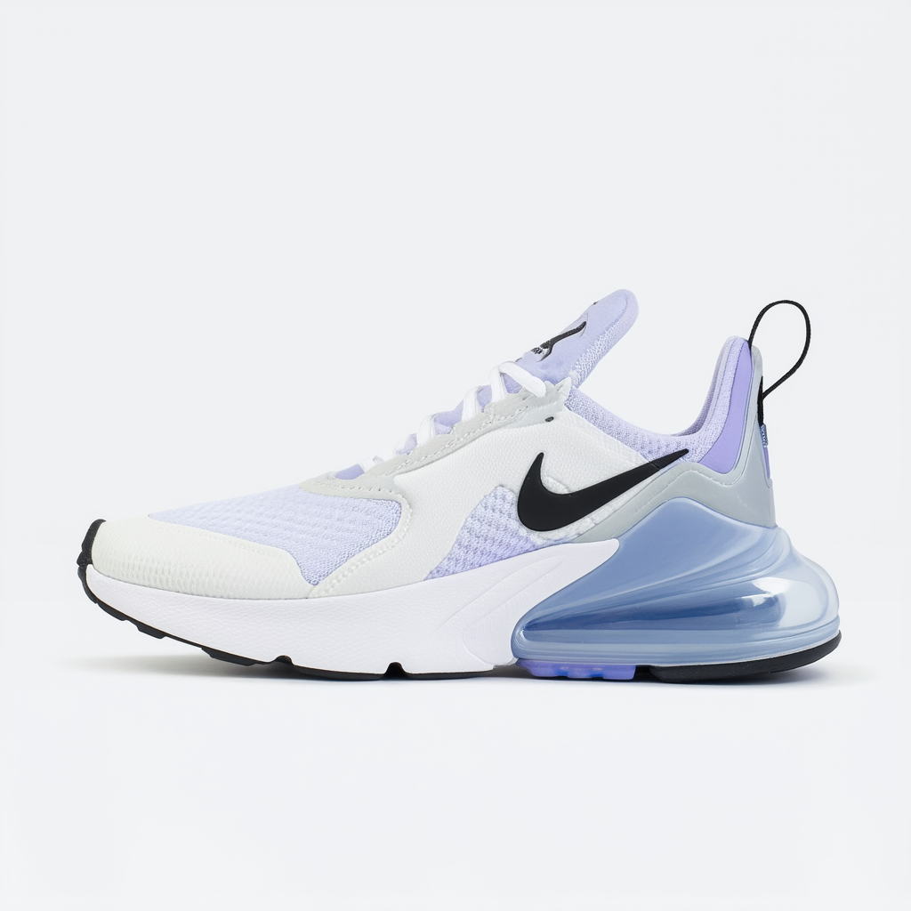 Nike Women's Air Max 270 React Shoes, 8.5 US, White/Light Thistle-Black