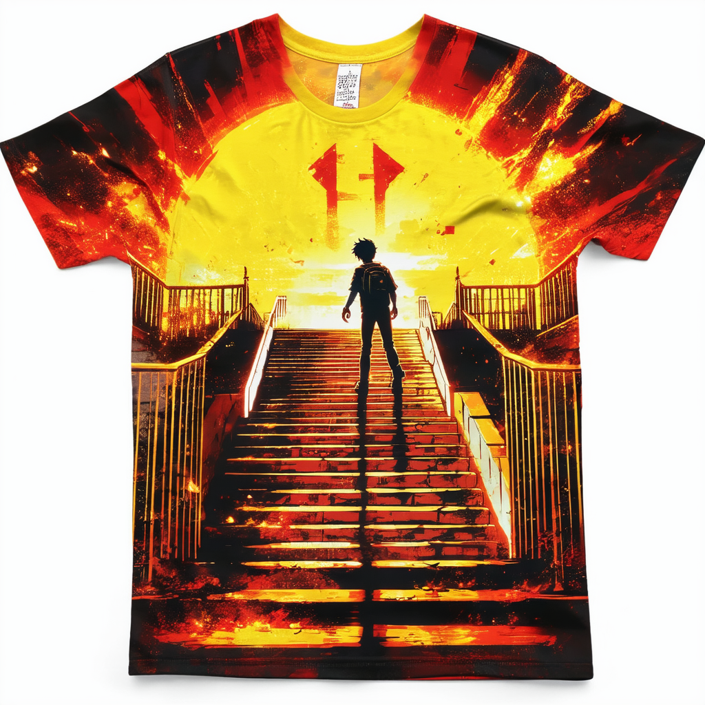 Fifth Sun Big & Tall Scott Pilgrim Vs. The World Stairway to Exes Men's Tops Short Sleeve Tee Shirt