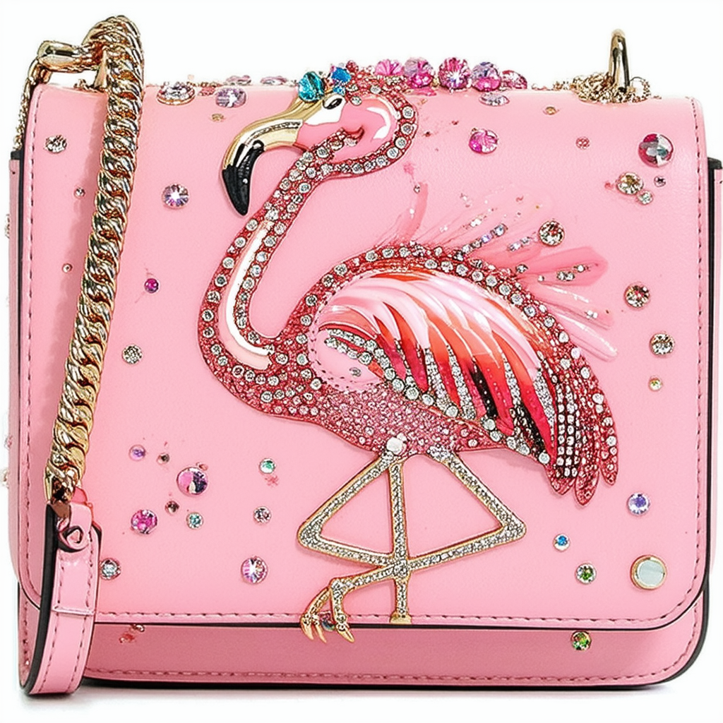 Betsey Johnson Pink Jewel Flamingo Bird Crossbody