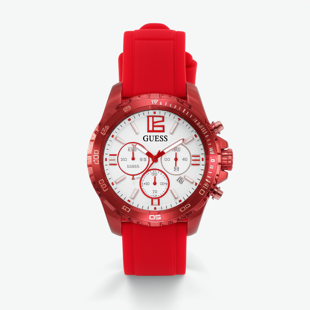 GUESS Men's U0245G6 Sporty Red Silicone Watch