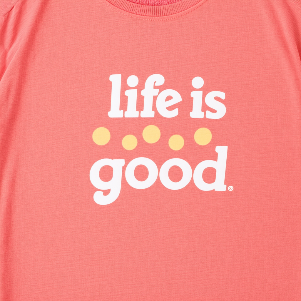 Life is good Women's Crusher Dot Logo T-Shirt (Sunny Coral)