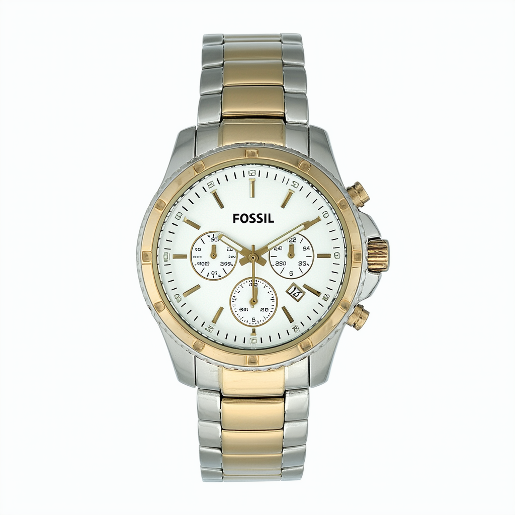 Fossil Women's CH2797 Decker White Dial Two Tone Stainless Steel Analog Watch