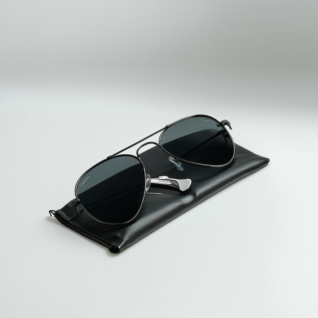 Folding Compact Fold-Up Pocket Metal Aviator Sunglasses + Case