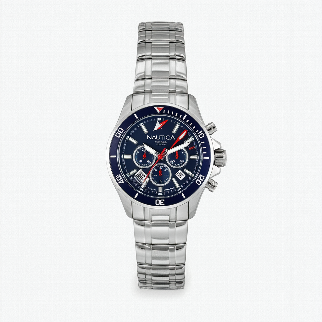 Nautica Men's Cruise NST 1 Flags NAPNSI806 Silver Stainless-Steel Quartz Fashion Watch