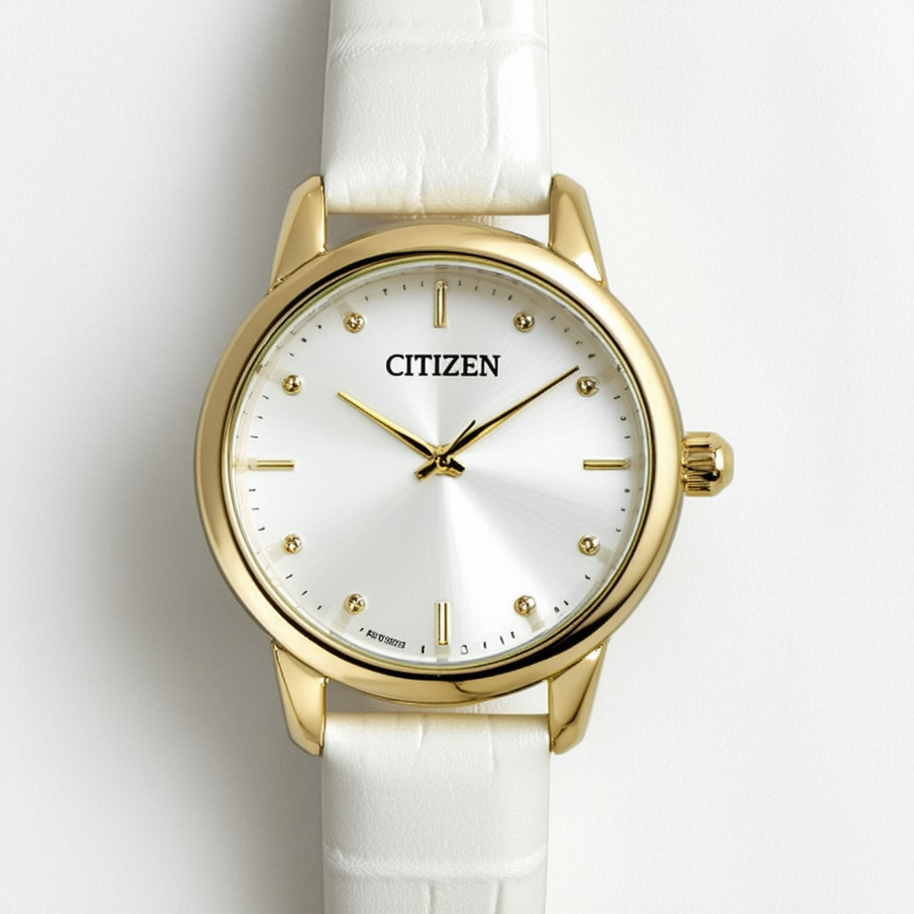 Citizen AR3072-09A Women's Stiletto White Leather Strap Watch