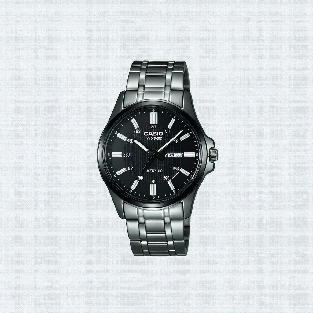 Casio MTP-V005D-1B4 Men's Standard Stainless Steel Numbers Black Dial Analog Watch