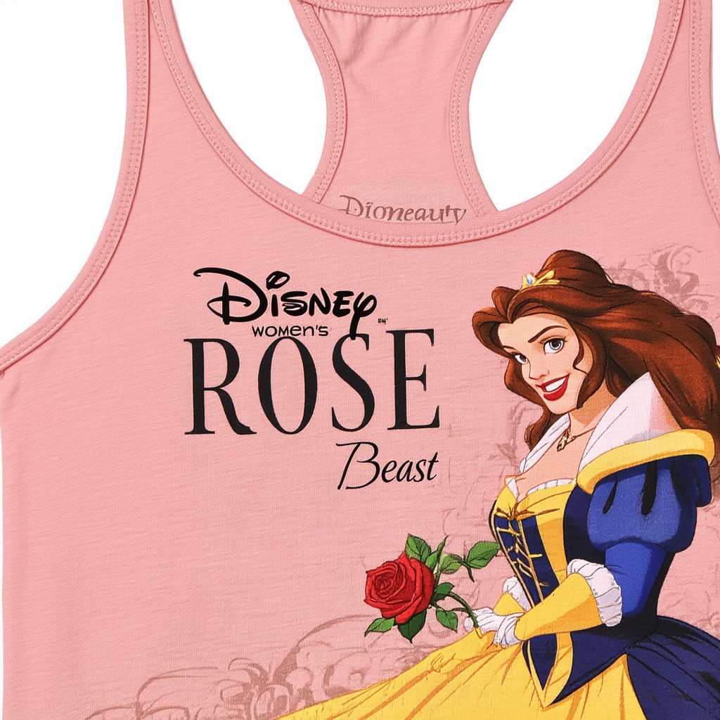 Disney Women's Slim Beauty and The Beast Rose Poster Racerback Graphic Tank Top