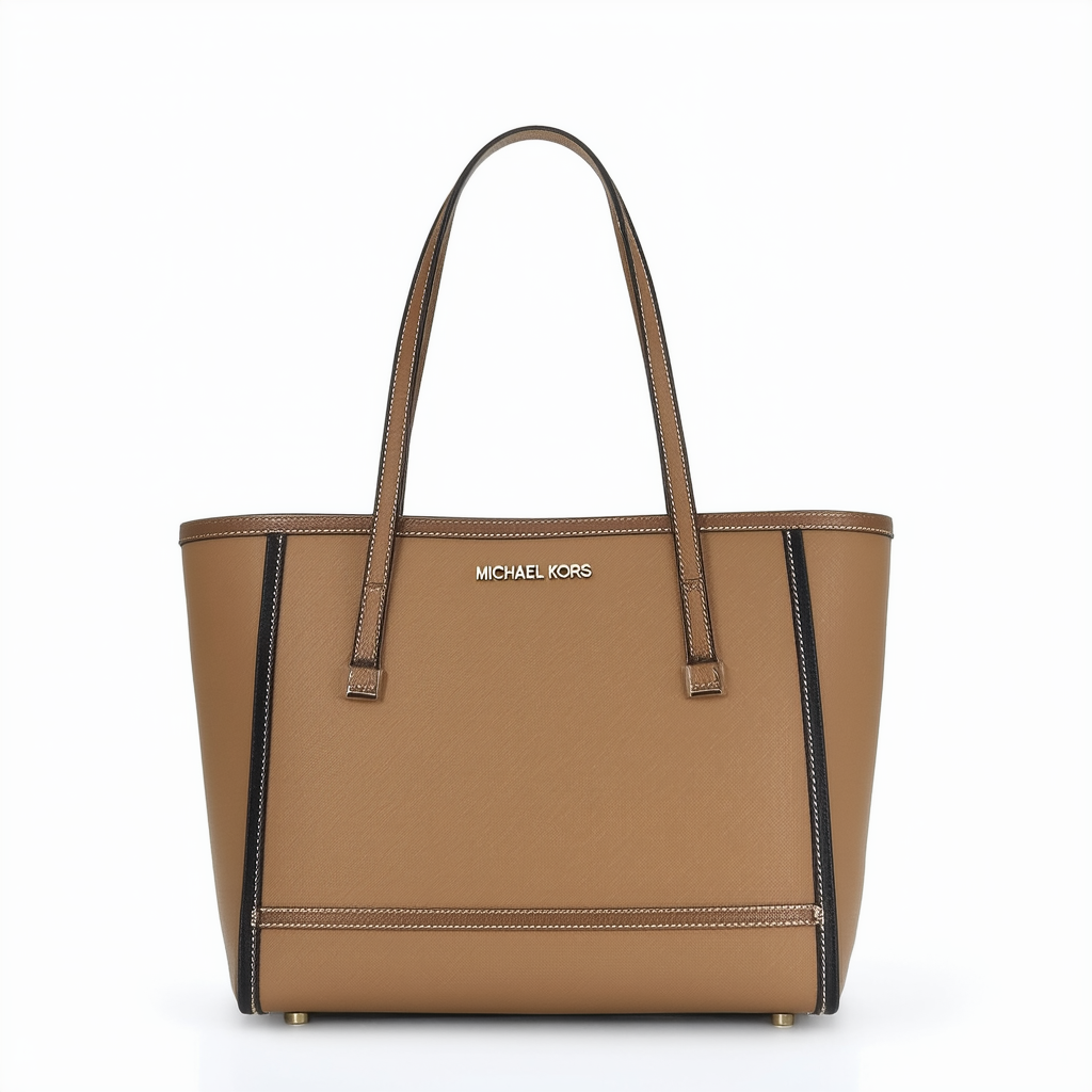 MICHAEL Michael Kors Womens Kempton Contrast Trim Tote Handbag Tan Medium