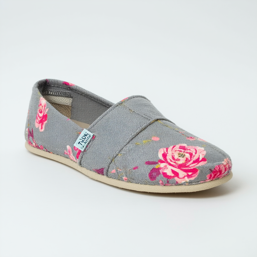 TOMS Women's Classic Grey Pink/Floral Casual Shoe 7.5 Women US