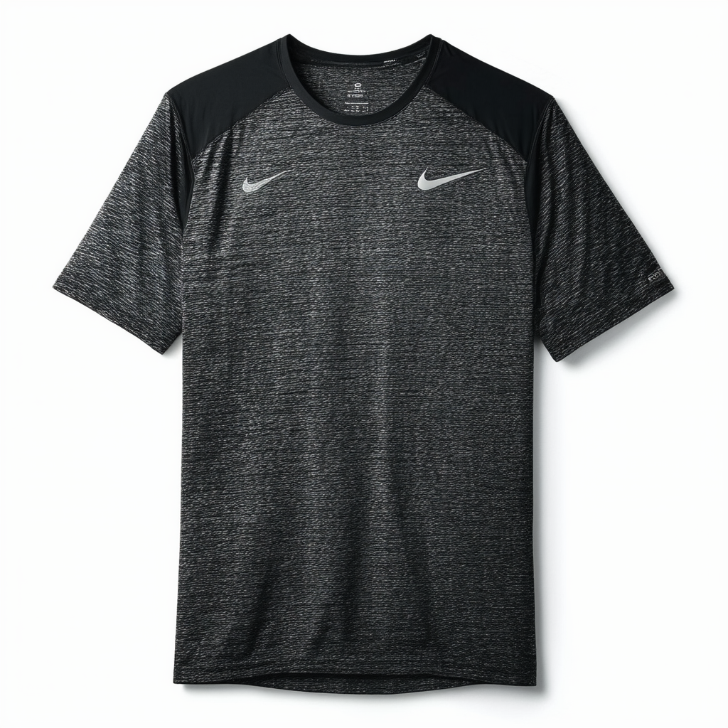 NIKE Men's Dri-FIT Cotton 2.0 Tee, Black Heather/Black Heather/Matte Silver, Large Tall