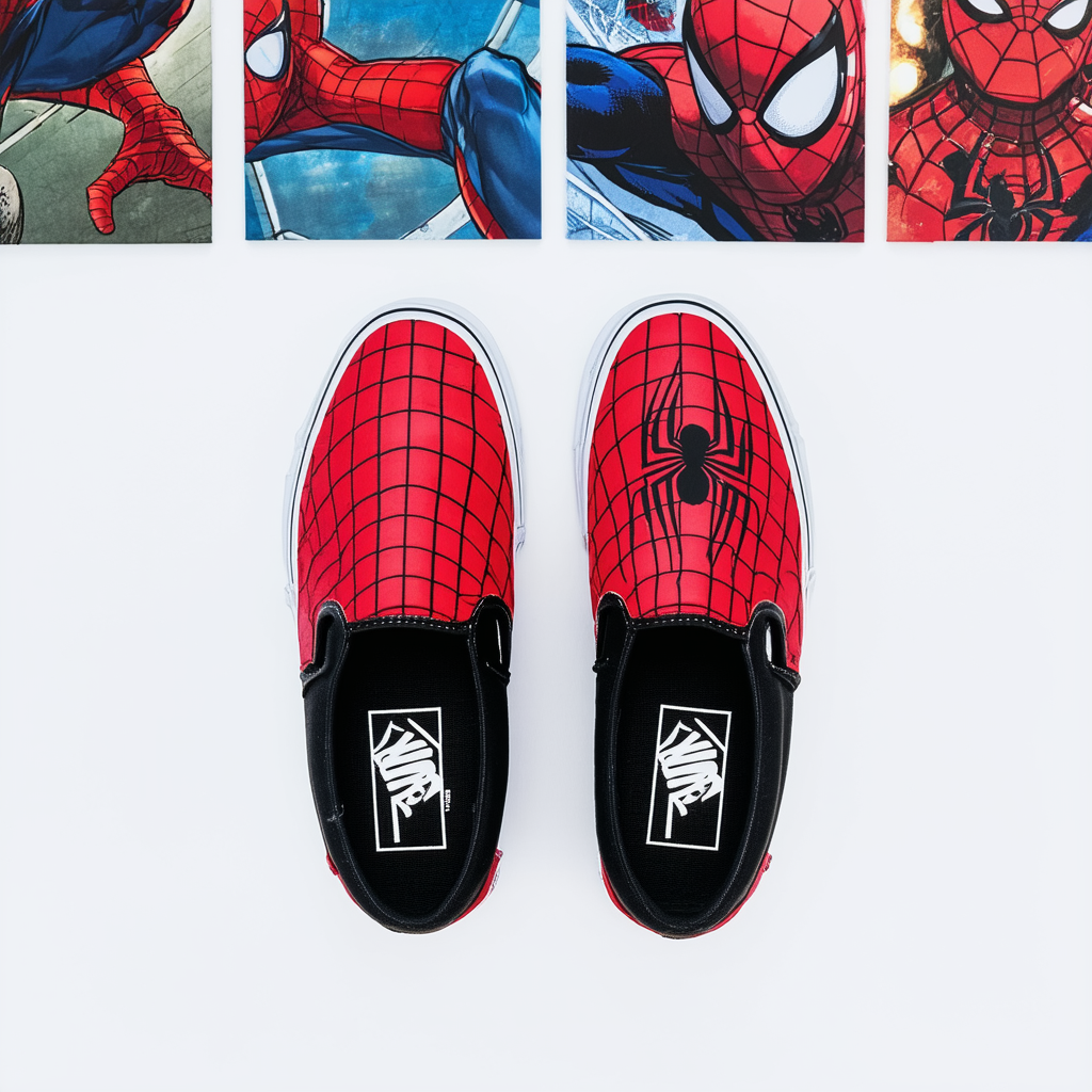 Vans Classic Slip-On (Marvel) Spider-Man/Black VN0A38F79H7 Mens 7, Womens 8.5