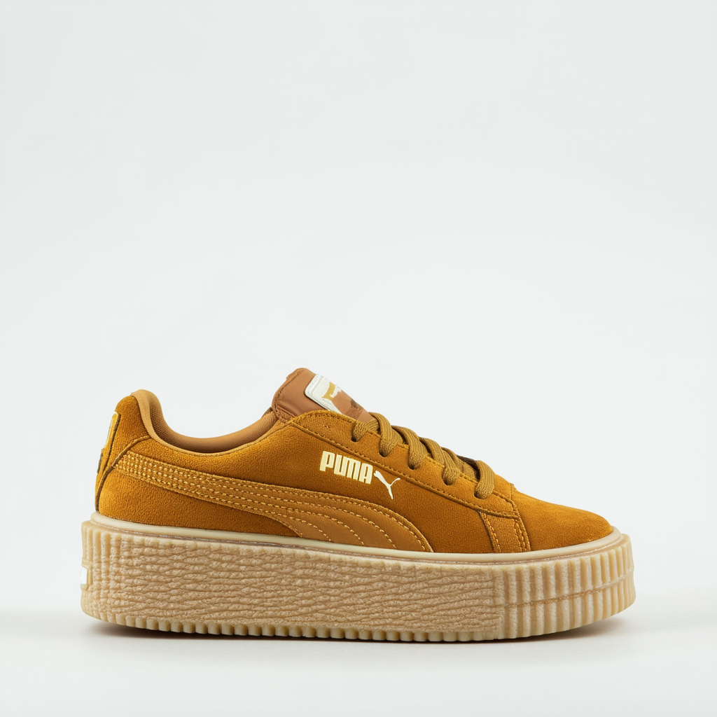 PUMA Women's Cleated Creeper Suede Golden Brown/Lark Ankle-High Fashion Sneaker - 9.5M