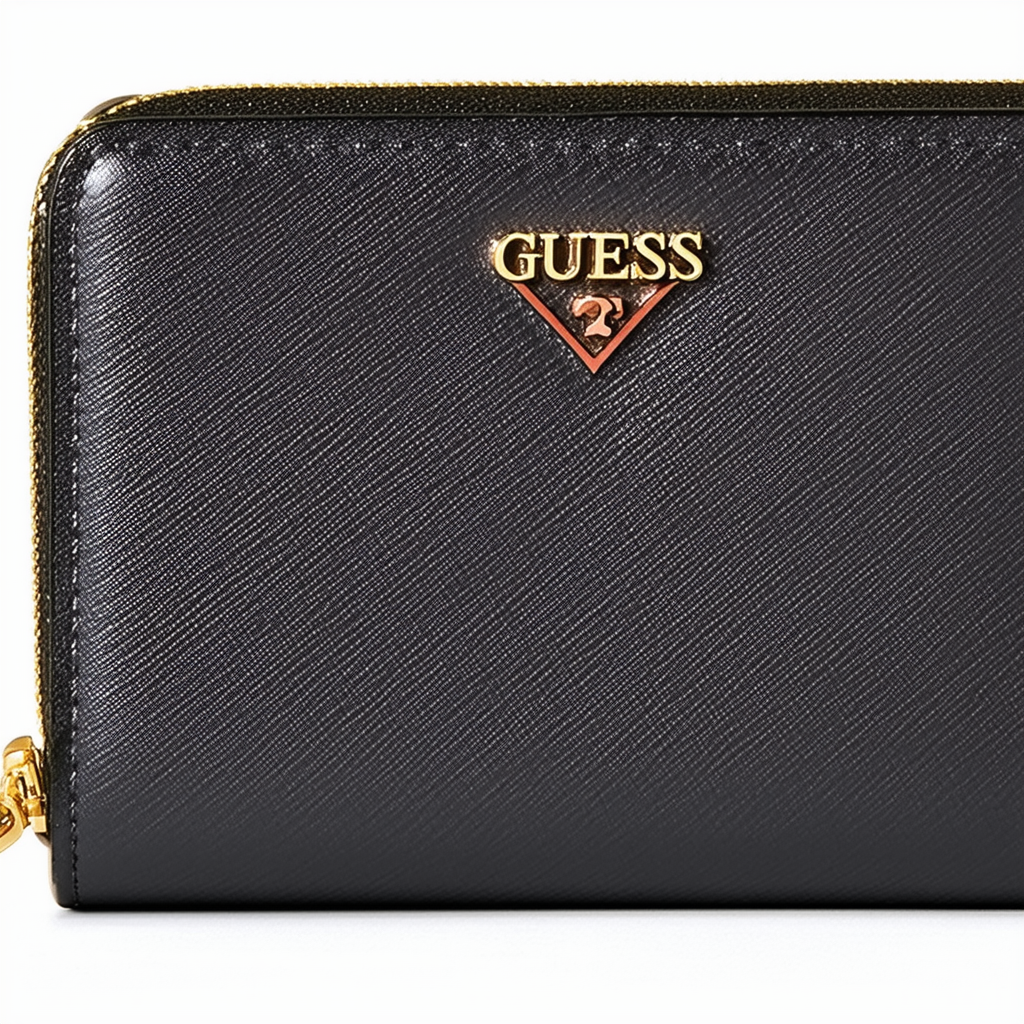 GUESS Abree Logo Saffiano Medium Zip-Around Wallet