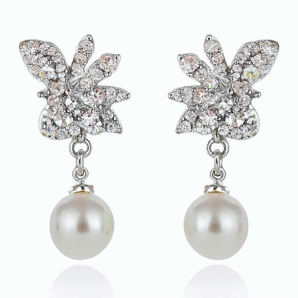 Betsey Johnson Women's Pretty Pearl Punk Front Crystal Drop Earrings Crystal Drop Earrings