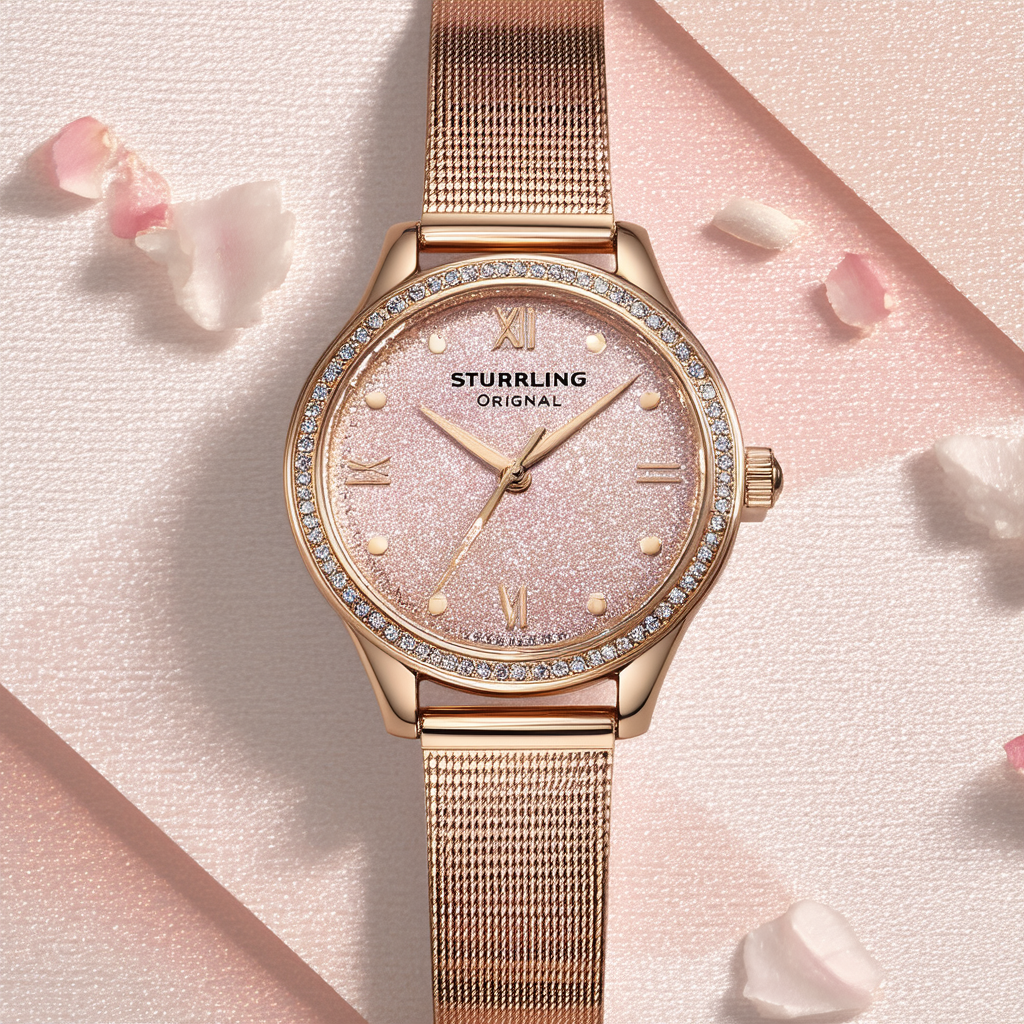 Stuhrling Original Women's 743.04 "Audrey Shimmer" Swiss Quartz Rose-Tone Watch