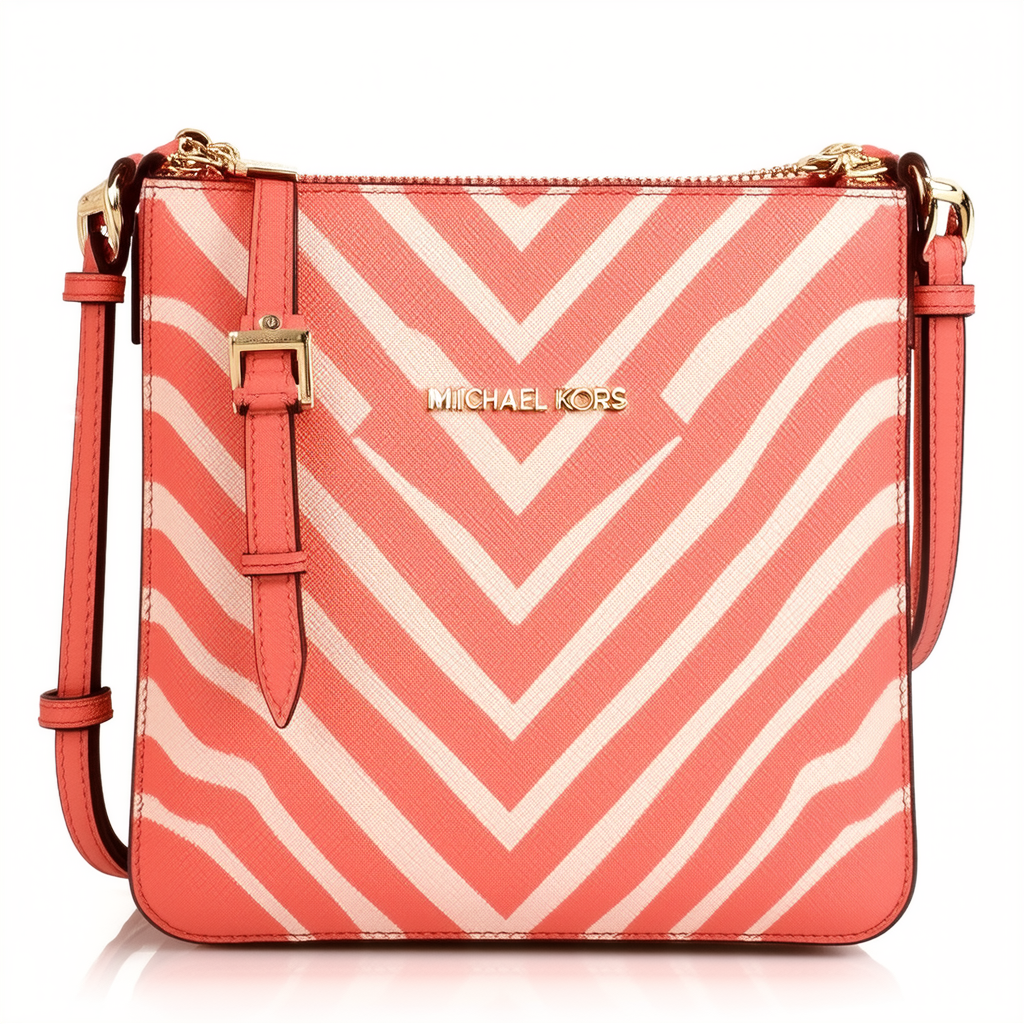 MICHAEL Michael Kors Womens Jet Set Chevron Large East West Crossbody (Coral Chevron)