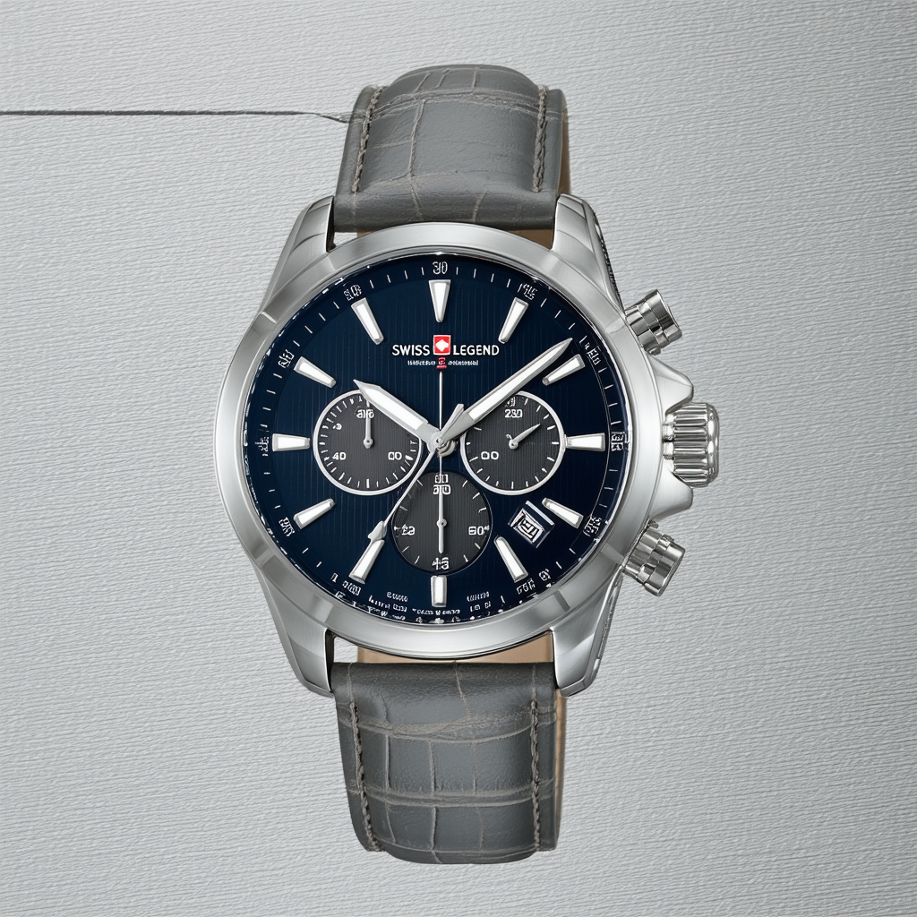 Swiss Legend Men's 10020-014-GRYS Highlander Stainless Steel Watch with Grey Leather Band