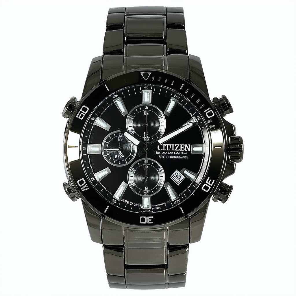 Citizen Men's AT0815-51E Eco-Drive Sport Chronograph Black Plated Stainless Steel Watch