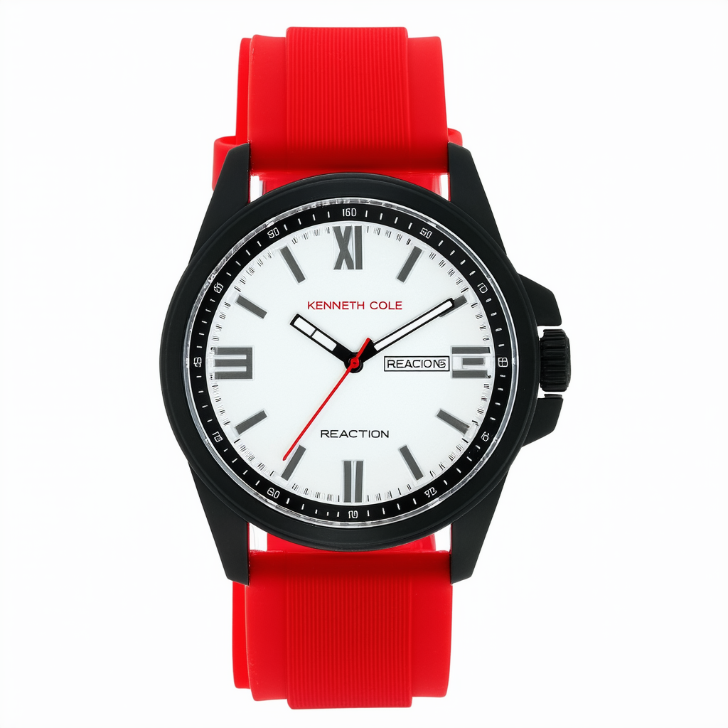Kenneth Cole REACTION Men's Quartz Watch with Silicone Strap, red, 22.8 (Model: RK50808001)