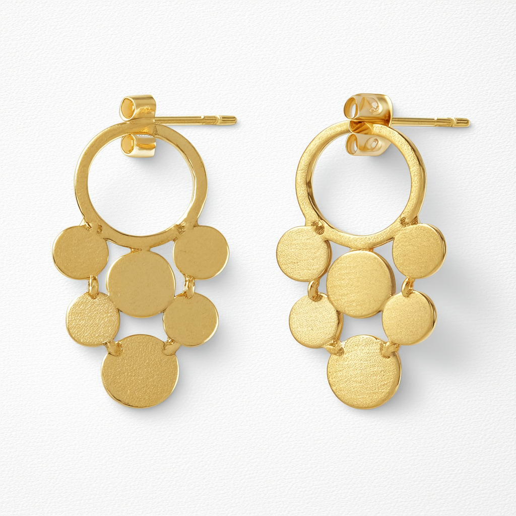 Amazon Collection 14k Yellow Gold Cascading Circles Earrings