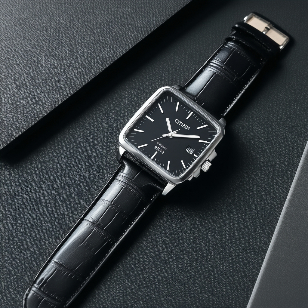 Citizen Rectangular Leather Strap Men's Watch - BH1650-04E