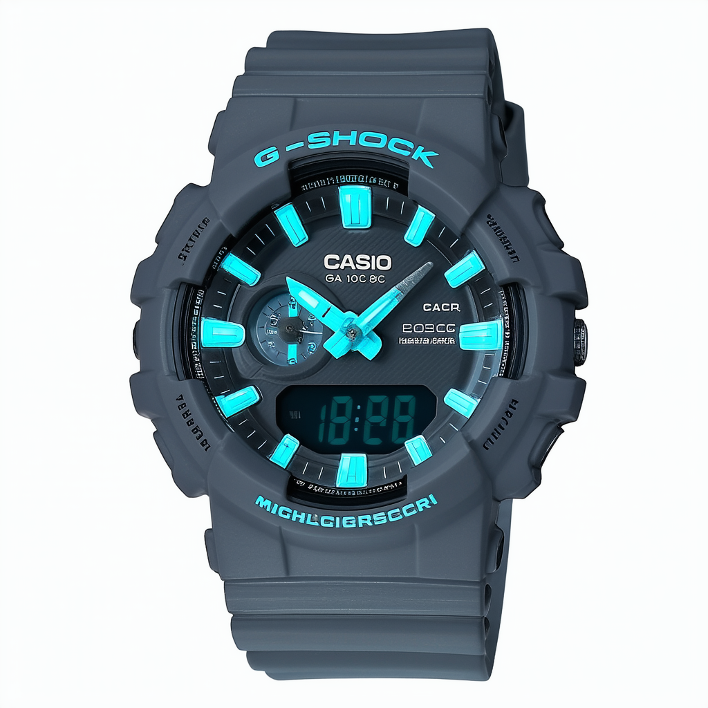 Casio Men's G-Shock Analog-Digital Watch GA-100C-8ACR, Grey/Neon Blue