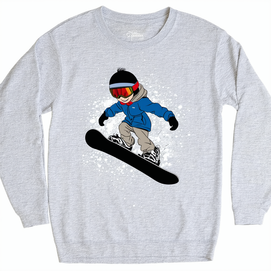 Disney Characters Snowboard Cool Boy's Heather Crew Tee
