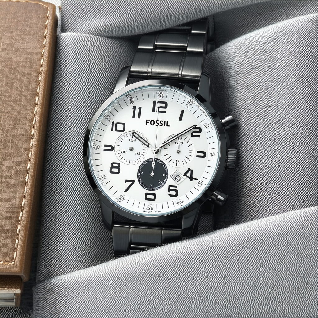 Fossil Men's FS4514 Large Numeral Chronograph Degraded Black Dial Watch