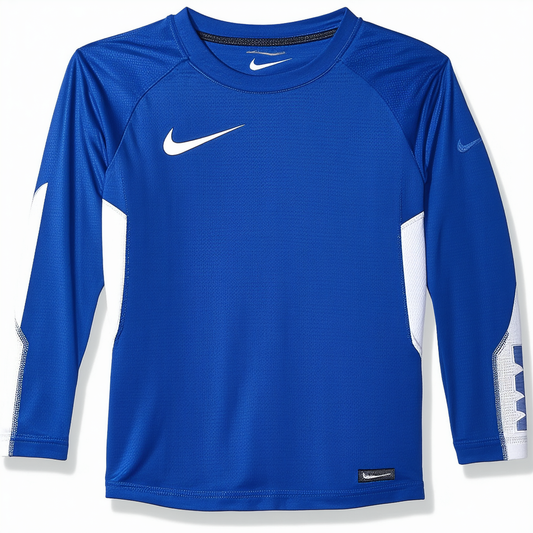 Nike Kids Boys Cool HBR Fitted Long Sleeve (Little Big Kids), Game Deep Royal Blue/White, SM (8