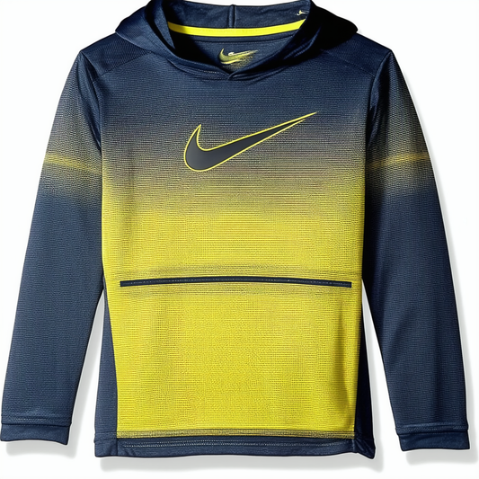 Nike Children's Apparel Boys' Little Long Sleeve Hooded T-Shirt, Obsidian/Amarillo, 6