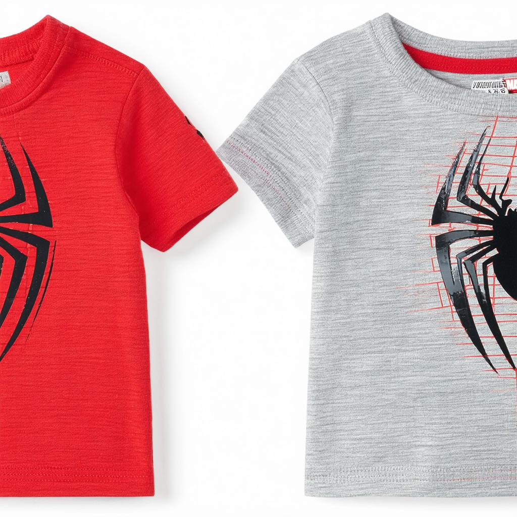 Marvel Spiderman Boys’ 2 Pack T-Shirt for Toddler and Little Kids – Red/Grey