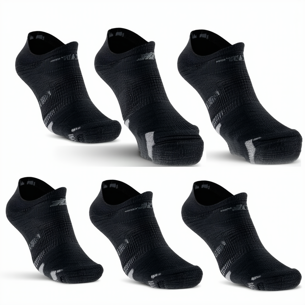 New Balance Women's Performance Training Tab Socks (6 Pair), Black, Size 6-10/Medium
